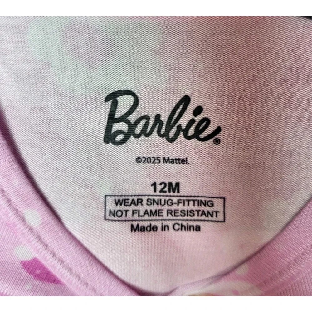 Barbie Size 12M Girl's Long Sleeve Pink 2-Piece Pajama‎ Set - NWT